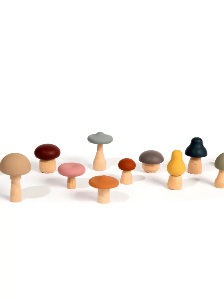 Wood + Silicone Mushroom Set