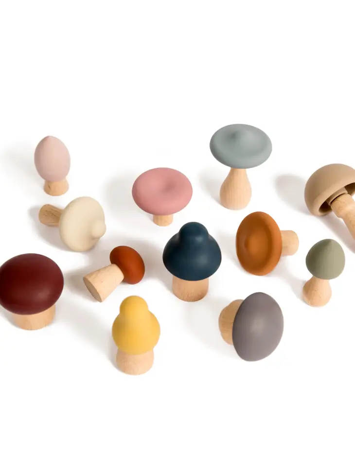 Wood + Silicone Mushroom Set