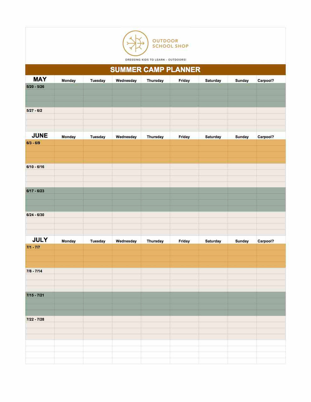 ODSS Summer Camp Planner