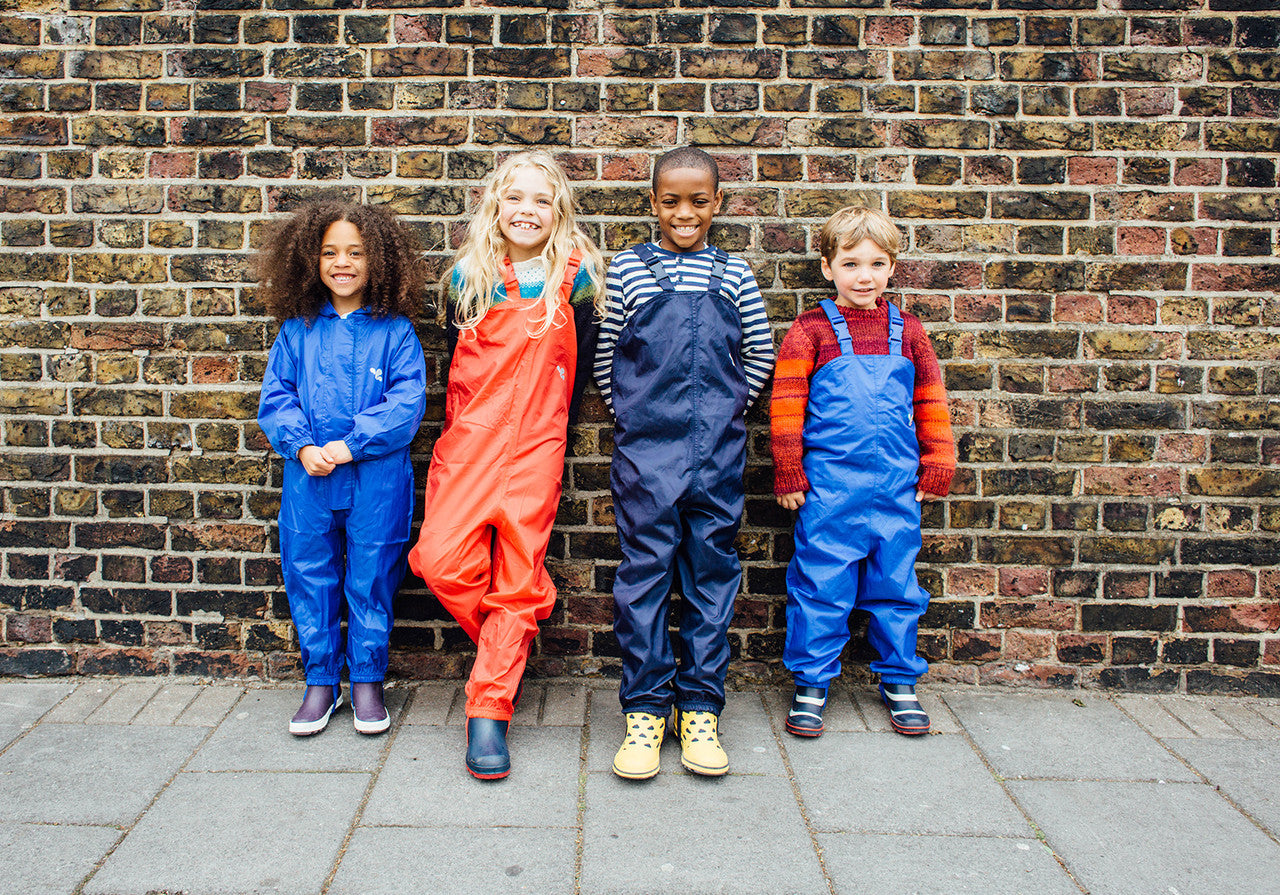 Kids Waterproof Originals Rain Bibs - Unlined, Suspender | Muddy Puddles