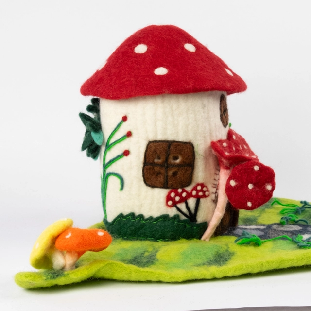 Magic Mushroom Felt Fairy Playhouse - For Finger Puppets