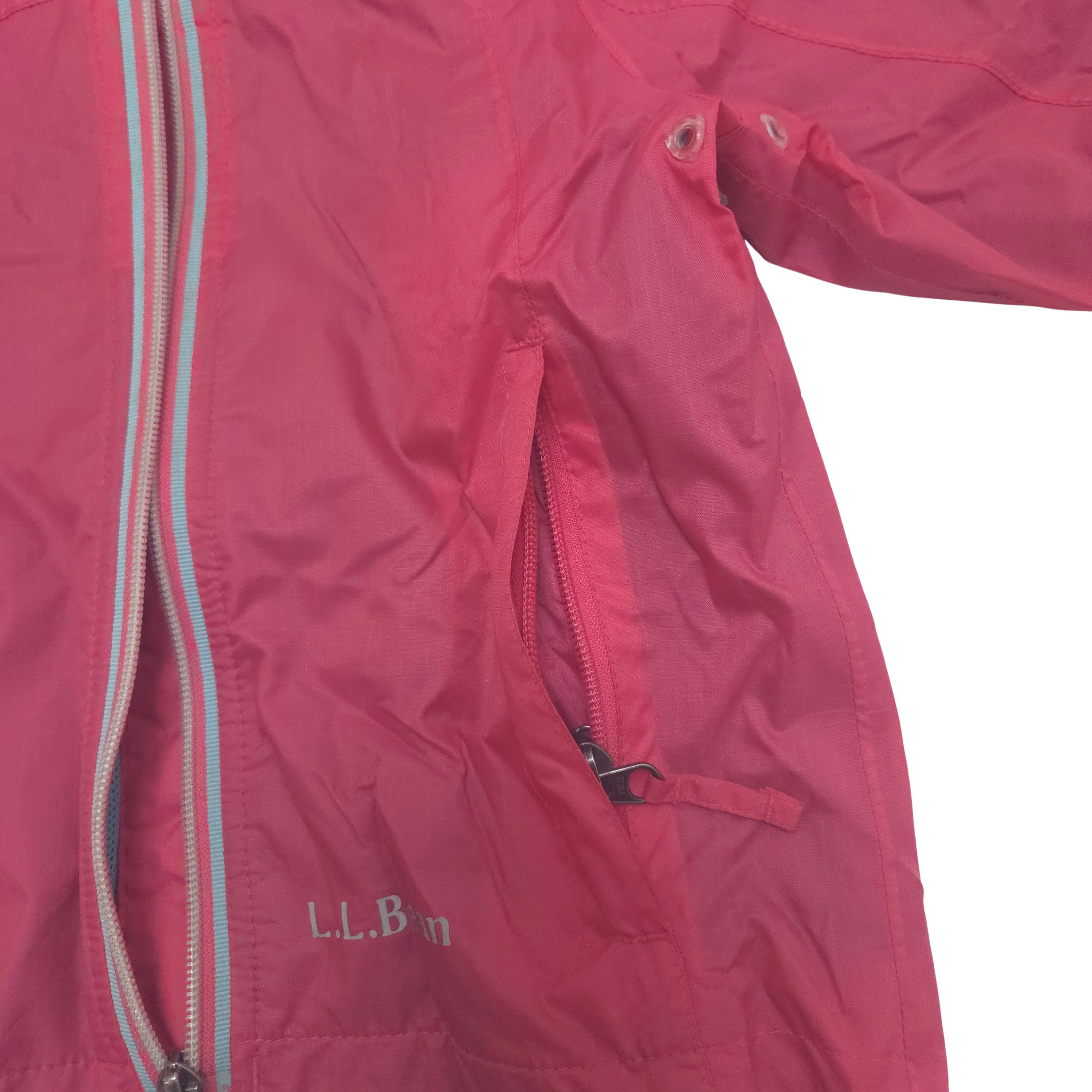 pink rain jacket pocket