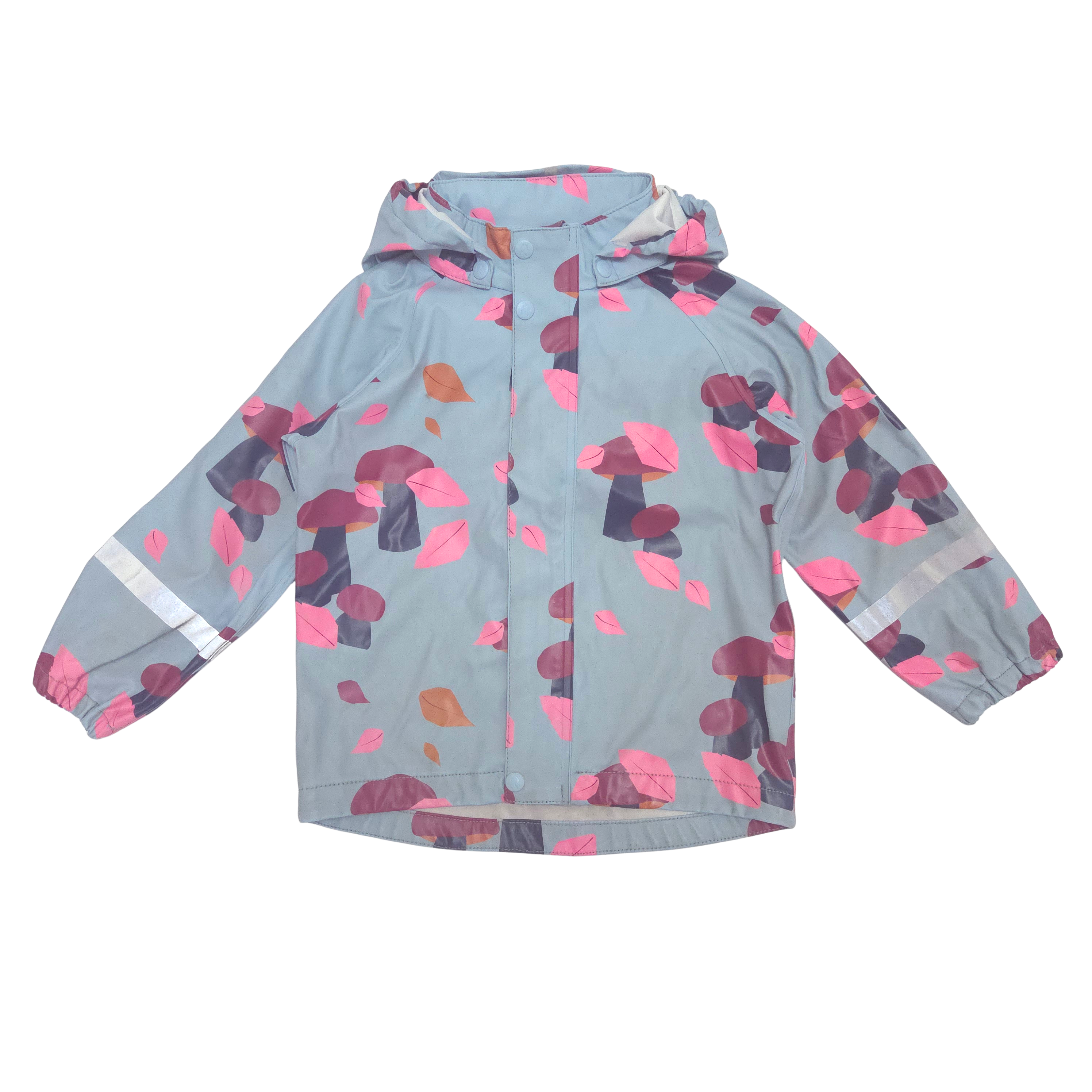Children's raincoat with leaf pattern on a white background