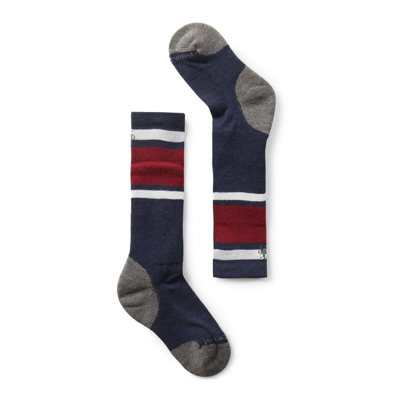 Kids Merino Wool Winterport Over the Calf Stripe - Full Cushion | Smartwool #color_deep-navy