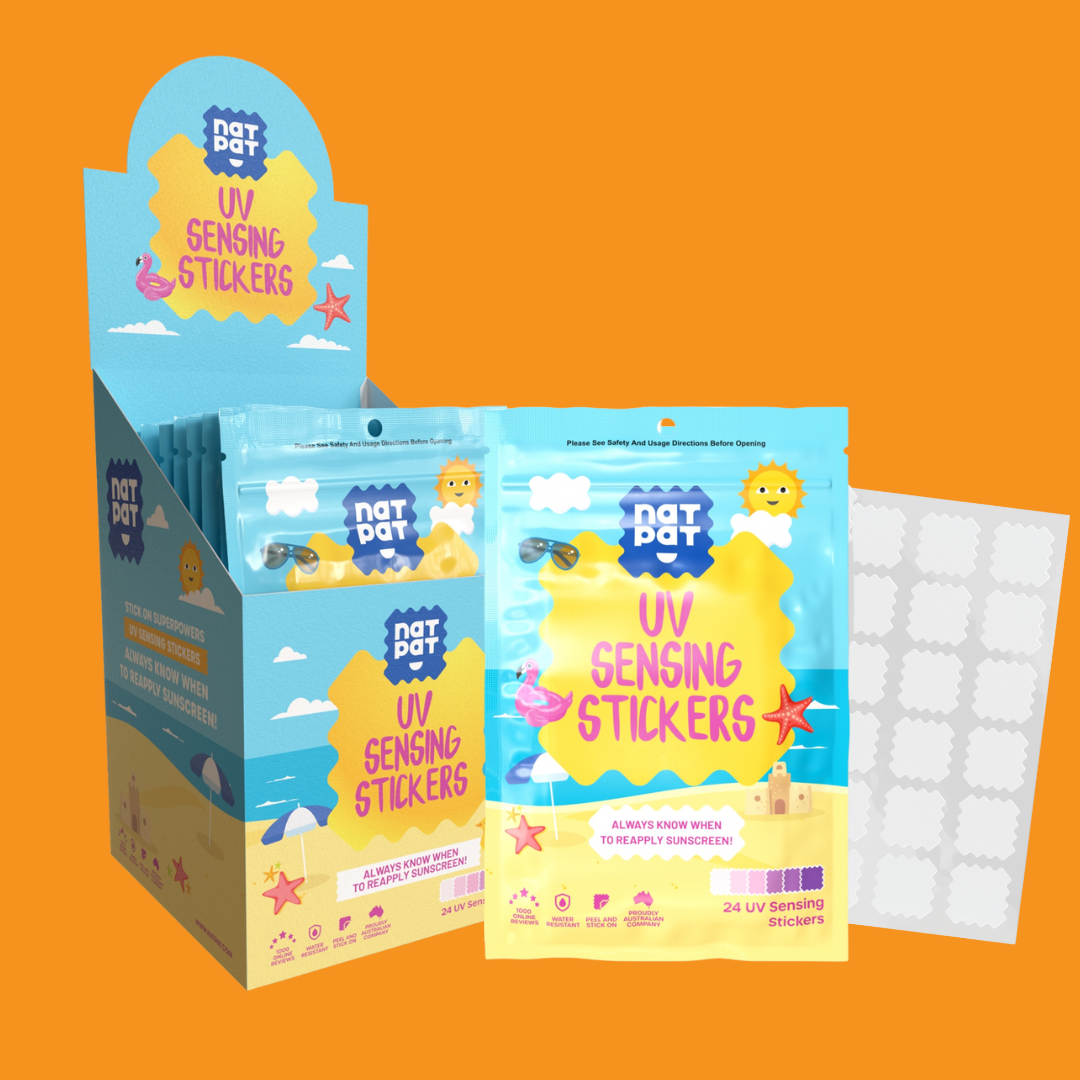 Kids UV Detection Stickers – NatPat SunnyPatch – Sunscreen Reminder 24 Pack
