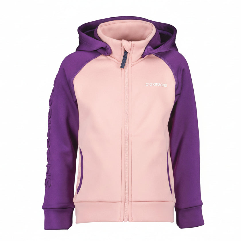 Kids Corin Technical Fleece Zip Jacket – Mid Layer | Didriksons #color_dusty-pink
