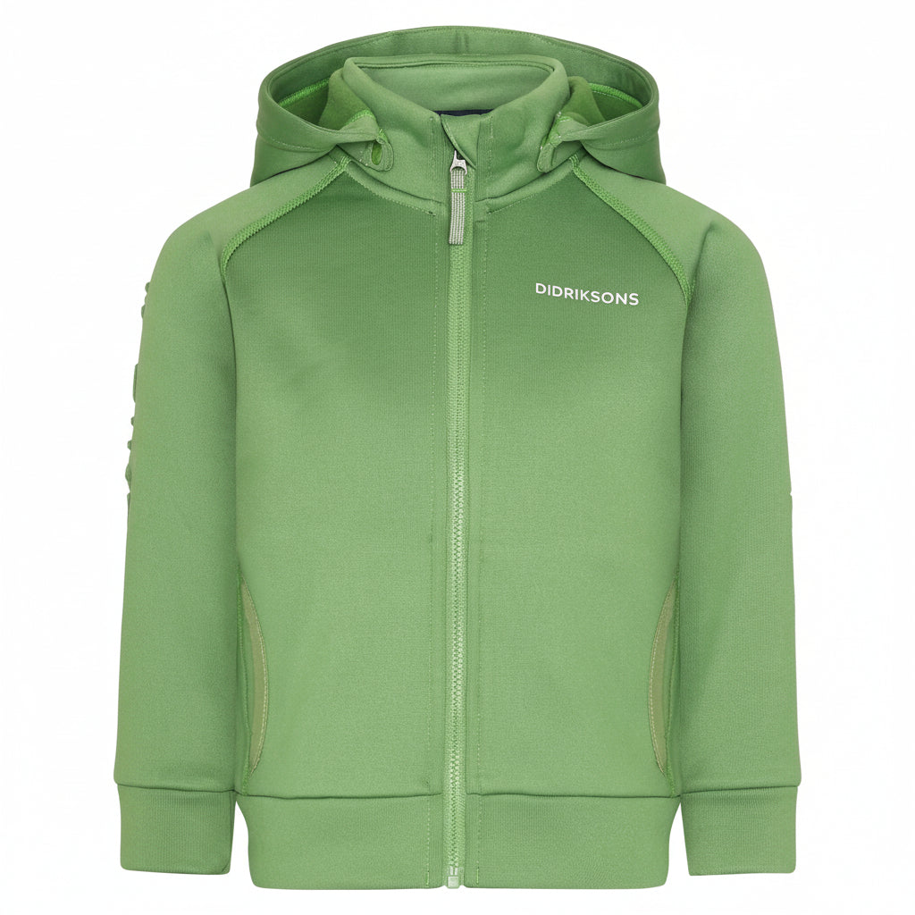 Kids Corin Technical Fleece Zip Jacket – Mid Layer | Didriksons #color_algea-green