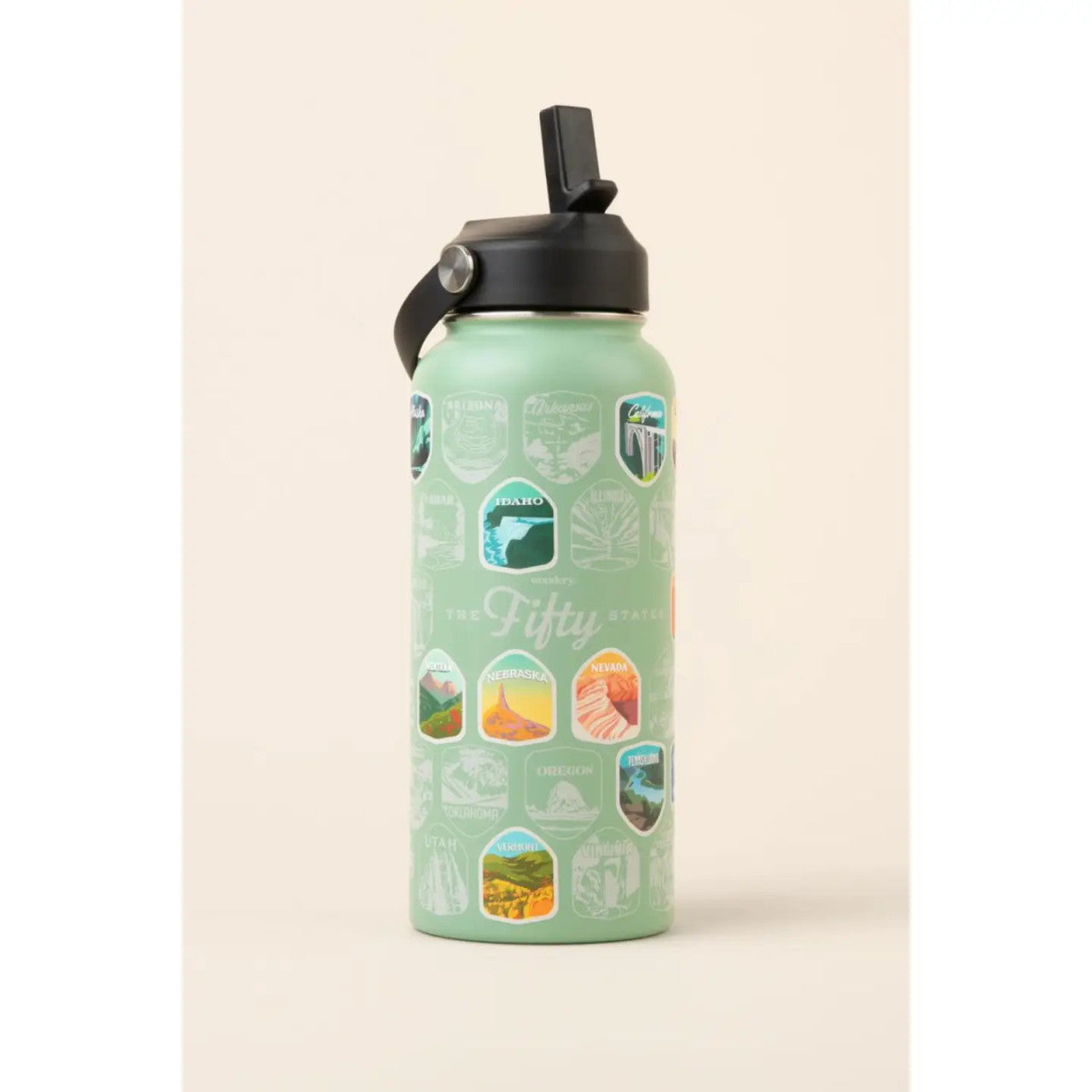 Fifty States Bucket List Waterbottle | Wondery Outdoors #color_cream