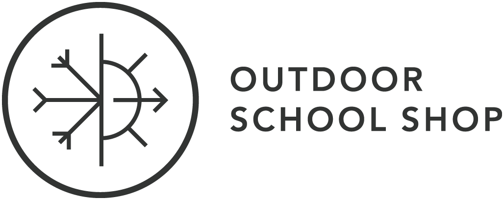 Logo of Outdoor School Shop with a snowflake design on a white background