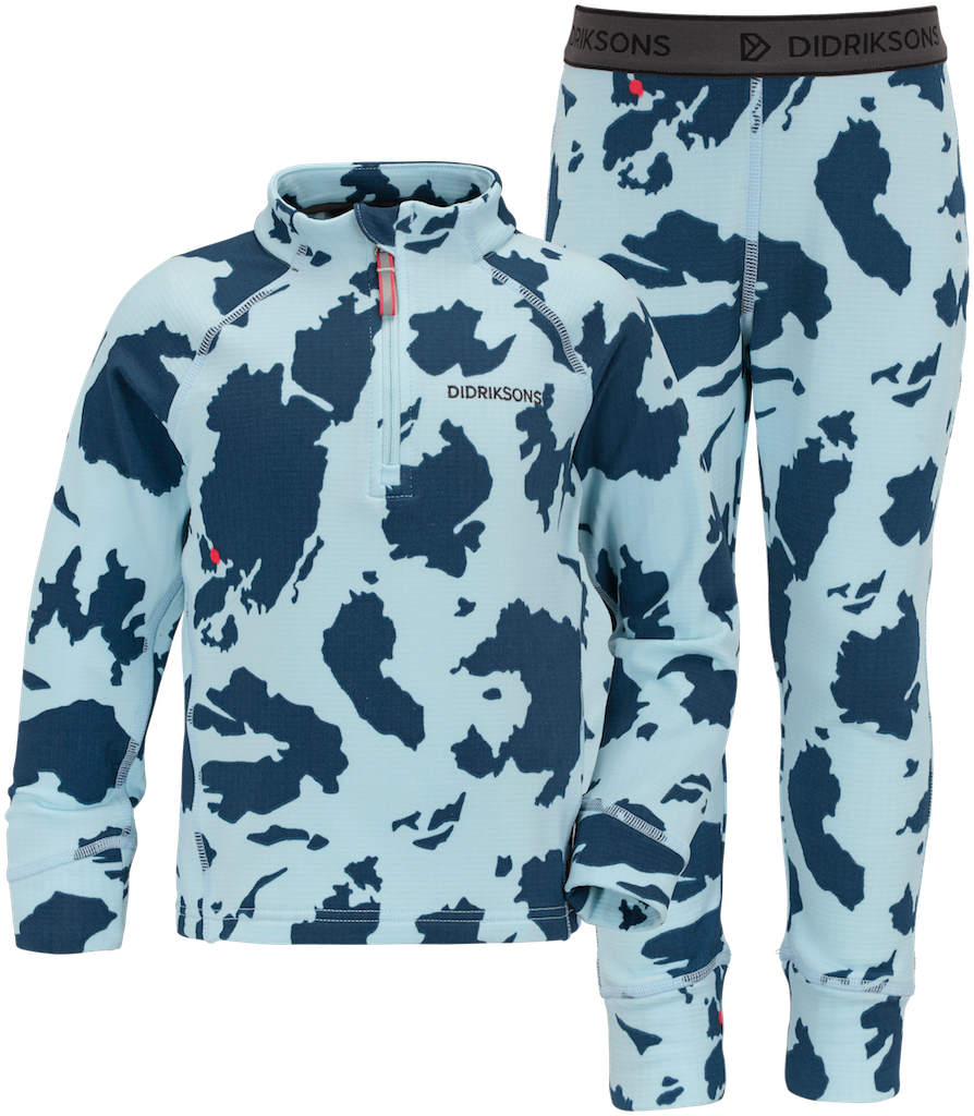Kids Jadis 2-Piece Base & Mid Layering Set- Printed – Fleece Lined | Didriksons #color_ai-blue