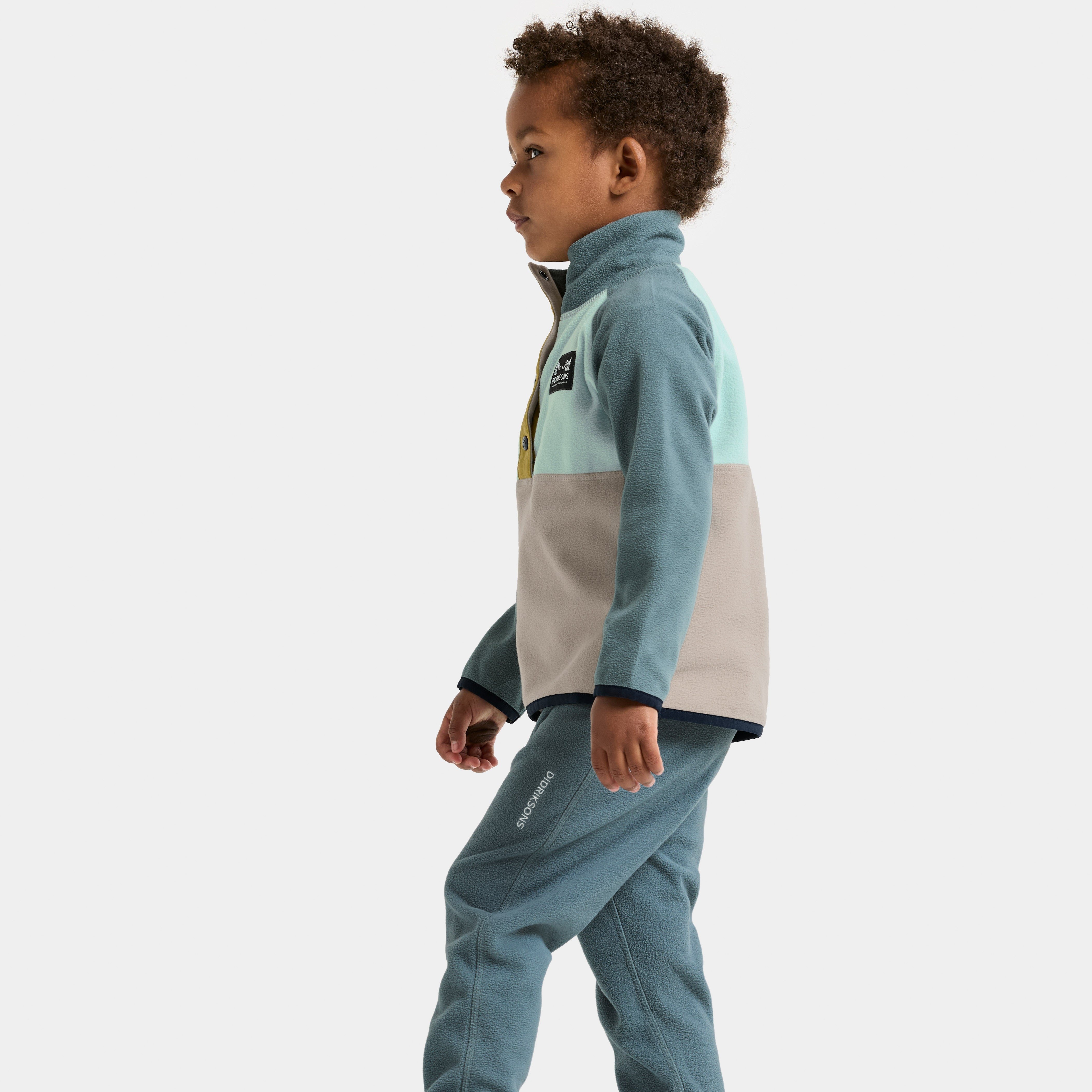 Kids Monte Half Button Fleece Jacket | Didriksons | #color_ocean-mint
