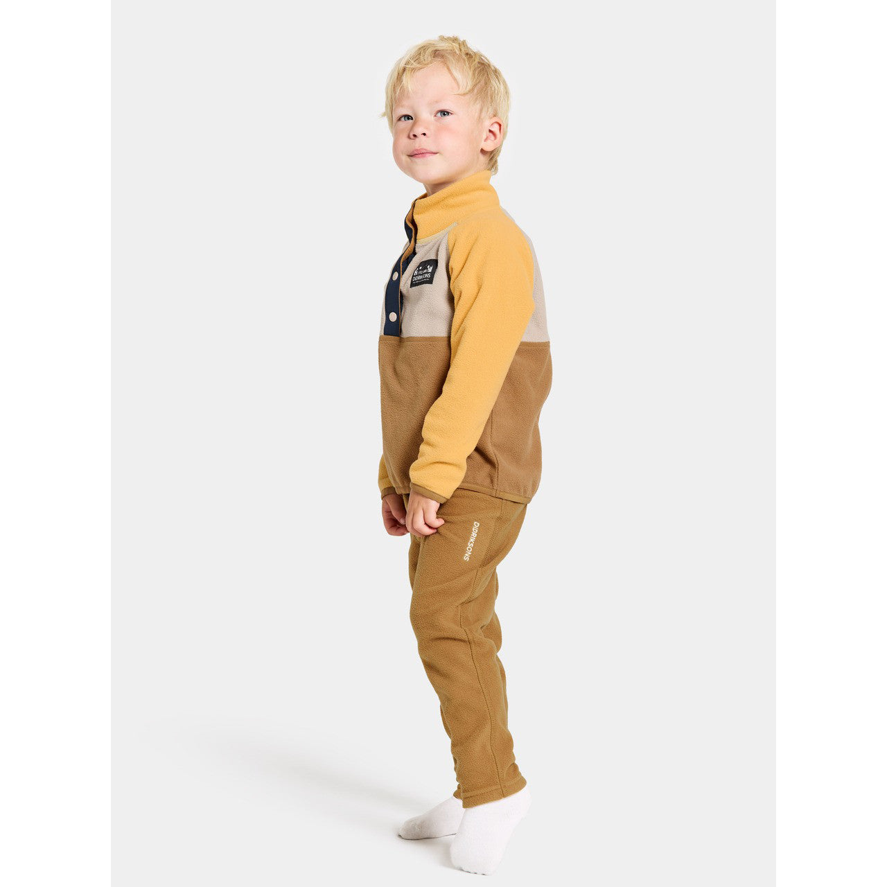 Kids Monte Fleece Jacket – Half Button | Didriksons #color_cumin