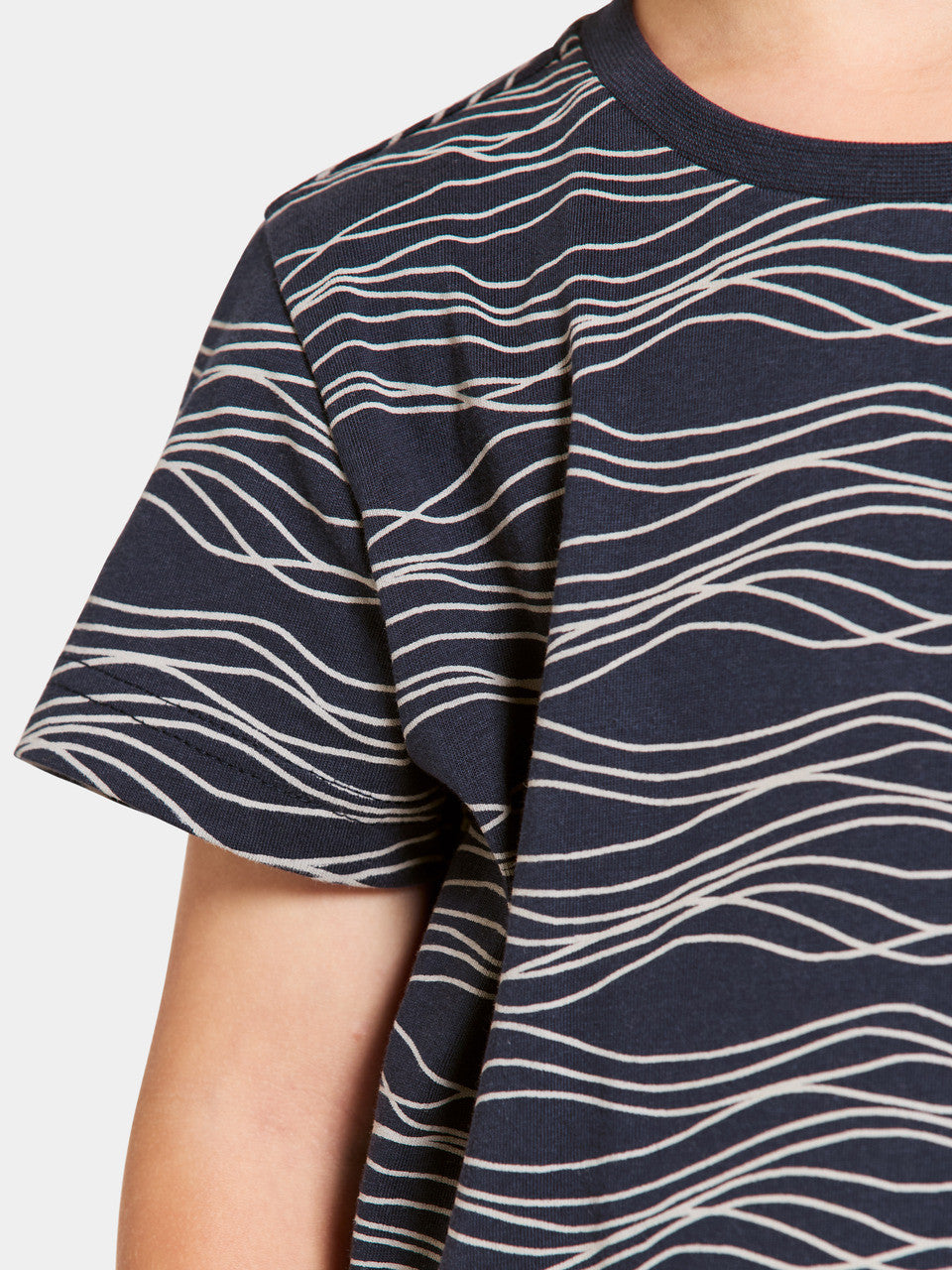 Kids Organic Cotton Printed T-Shirt | Didriksons #color_navy-waves