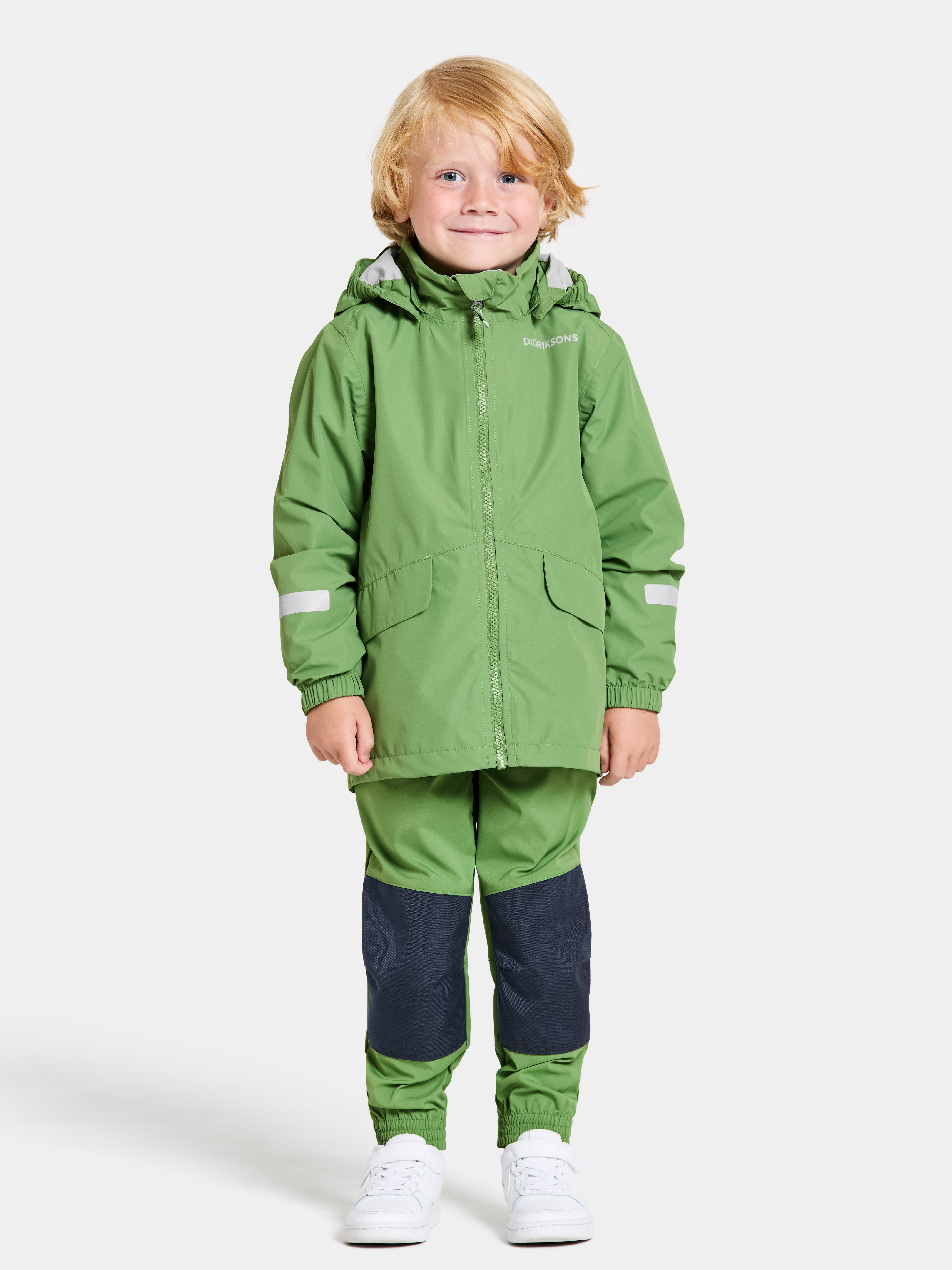 Kids Waterproof Unlined Shell Jacket- Norma – Breathable | Didriksons #color_algae-green