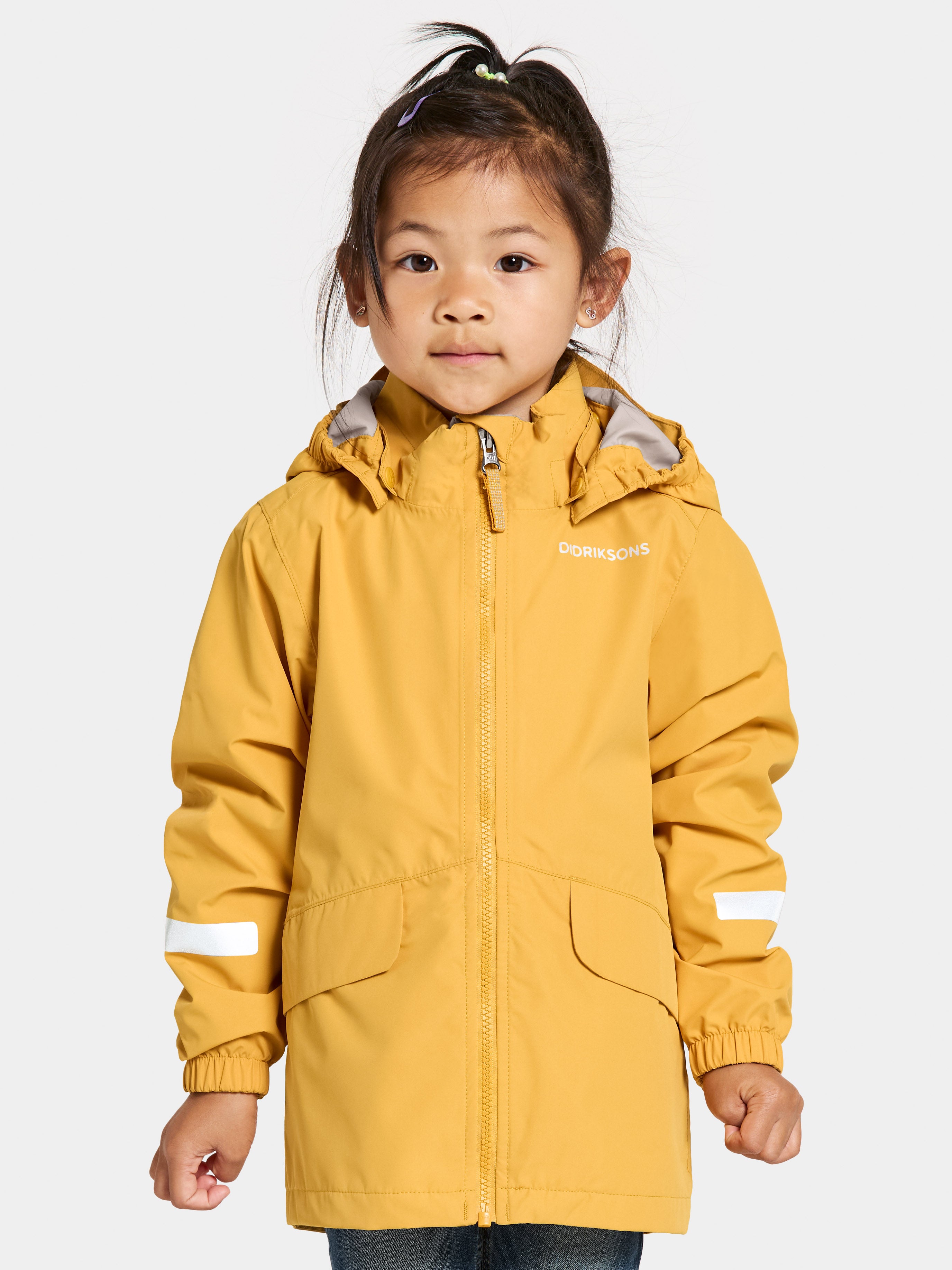 Kids Waterproof Unlined Shell Jacket- Norma – Breathable | Didriksons #color_dark-pollen