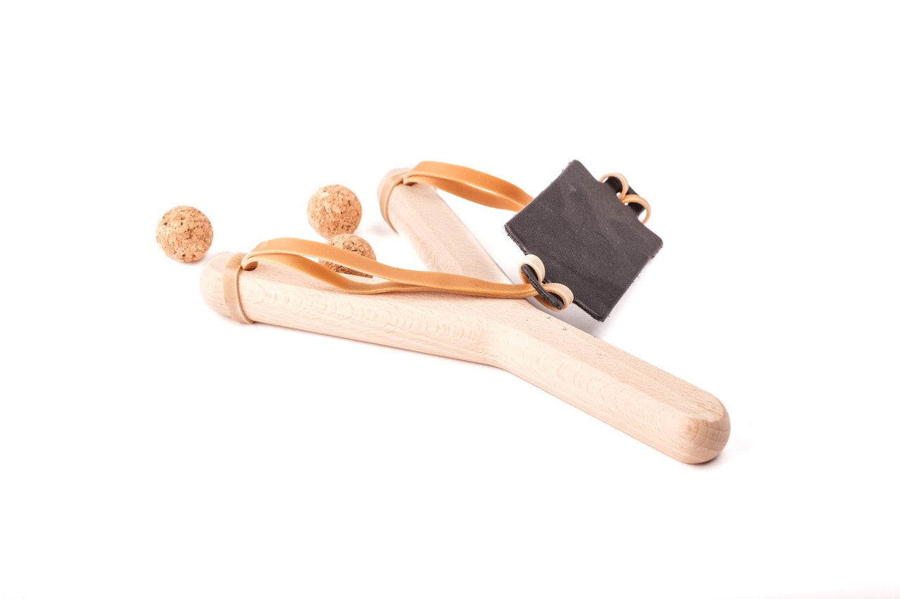 Wooden Slingshot with Cork Balls