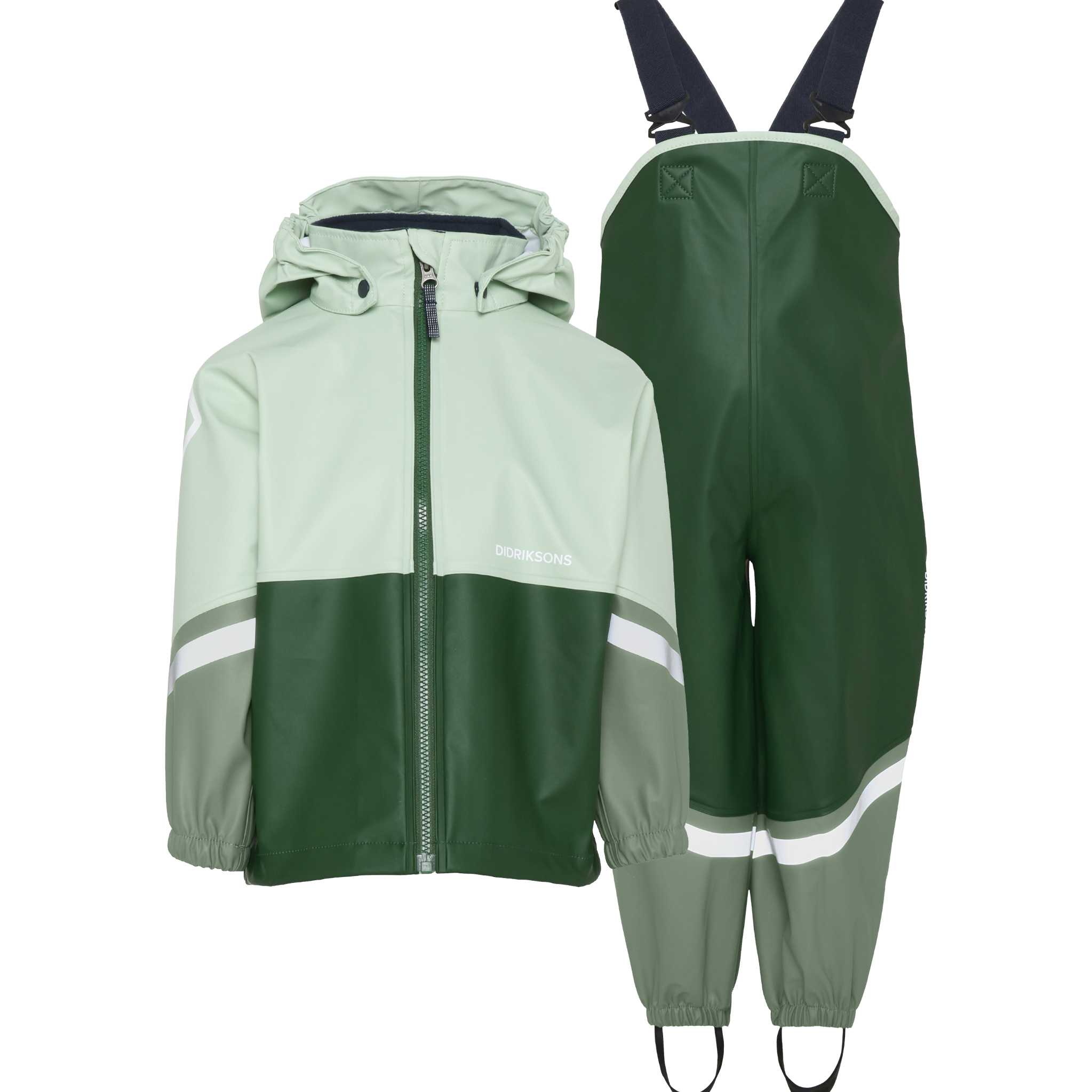 Kids Watermans Zip Front Waterproof Rain Set | Didriksons | #color_pine-green