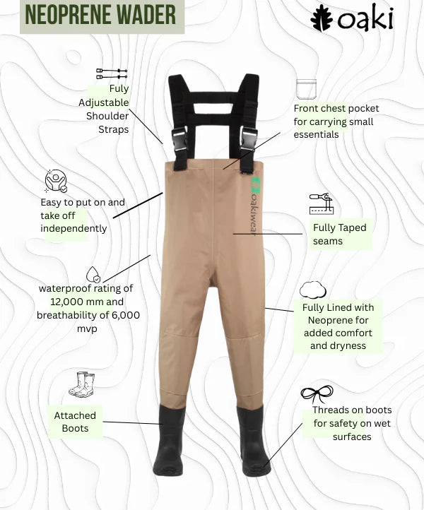 Kids Neoprene Breathable Waders - Tan | Oaki