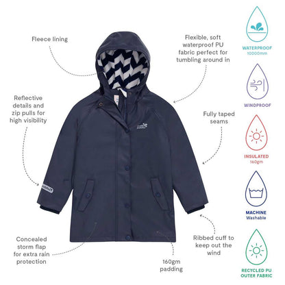 Kids Fleece Lined Puddleflex Rain Jacket - Waterproof, Warm, PU | Muddy Puddles 