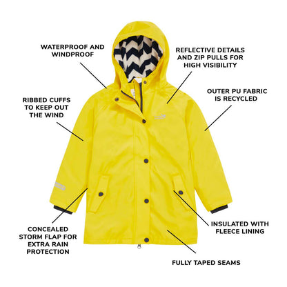 Kids Fleece Lined Puddleflex Rain Jacket - Waterproof, Warm, PU | Muddy Puddles 