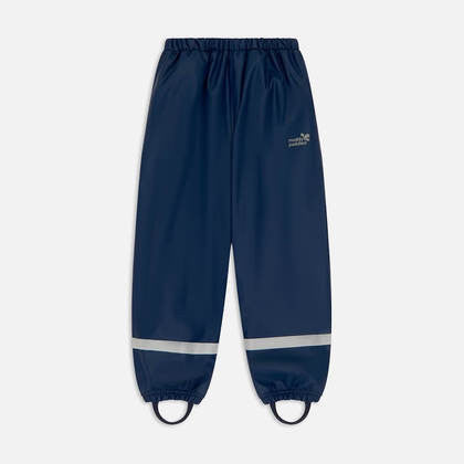 Kids Fleece Lined Puddleflex Rain Pants - Waterproof, Warm, PU | Muddy Puddles #color_navy