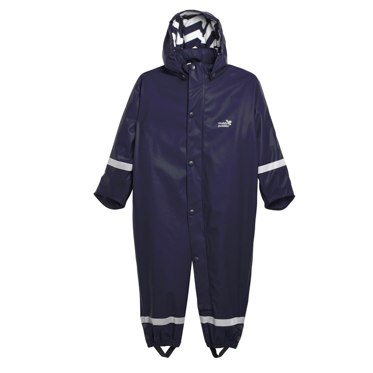 Kids Fleece Lined All-in-One Puddleflex Rain Suit - Waterproof, Warm, PU | Muddy Puddles #color_navy