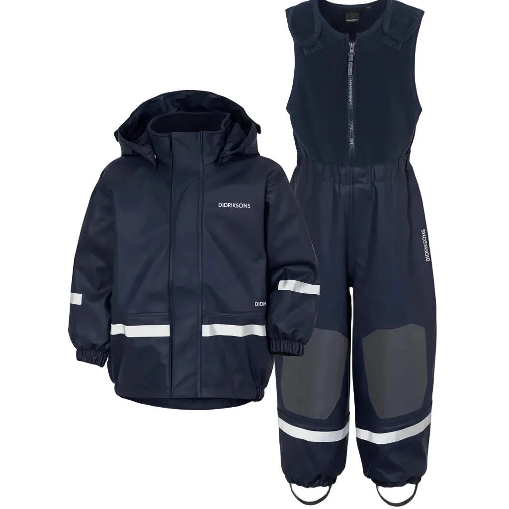 Kids Boardman Fleece Lined Rain Set – Waterproof, Fleece Lined, PU | Didriksons #color_navy