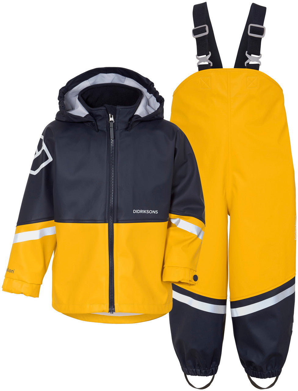 Kids Waterman's Rain Set - Zippered Jacket & Adjustable Bibs – Waterproof, PU | Didriksons #color_oat-yellow