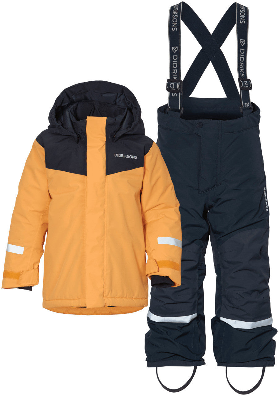 Kids Waterproof Skare Winter Set-Jacket and Snowpants – Insulated | Didriksons #color_fire-yellow