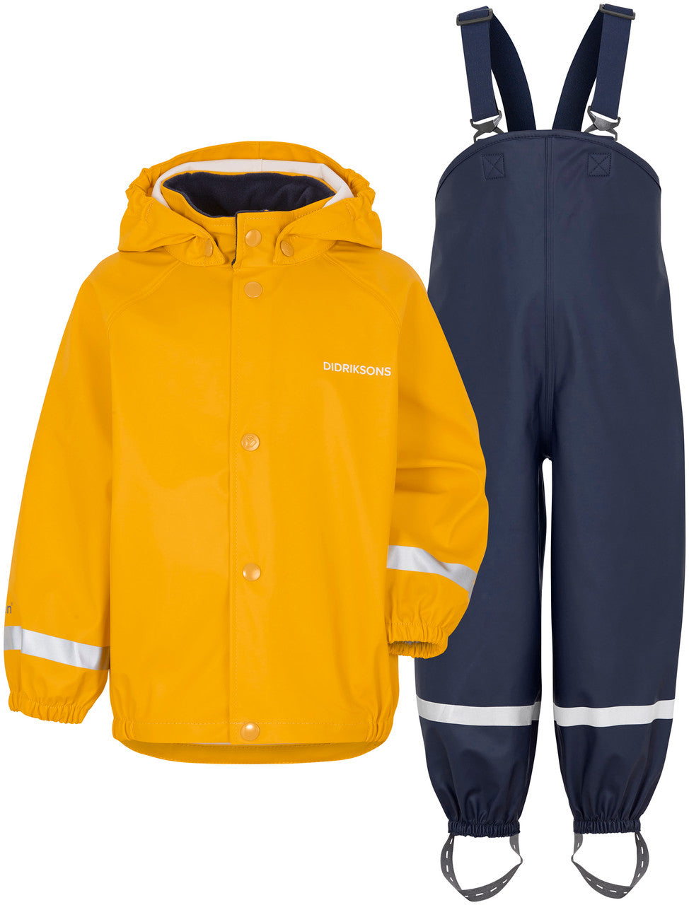 Kids Slaskeman Unlined Rain Set-Snap Jacket and Bibs – Waterproof, PU | Didriksons #color_oat-yellow