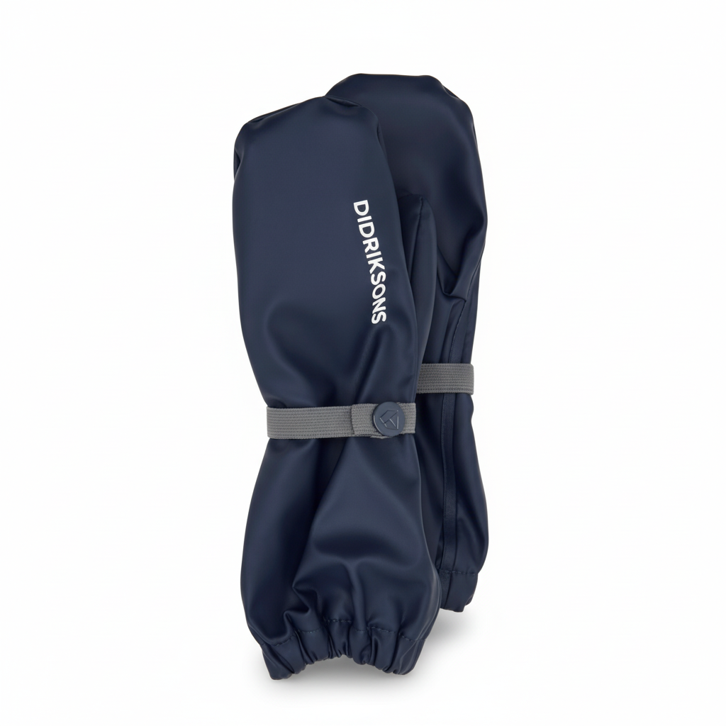 Kids Unlined Long Cuff Rain Mittens– Waterproof, PU | Didriksons #color_navy