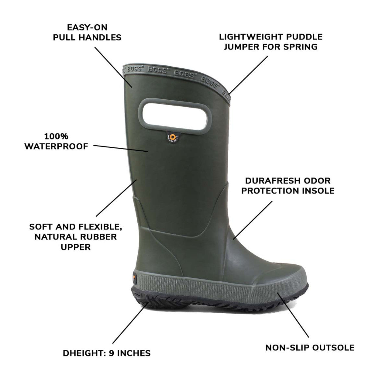 Kids Rain Boots – Waterproof, Lightweight, Easy-On Handles | Bogs 