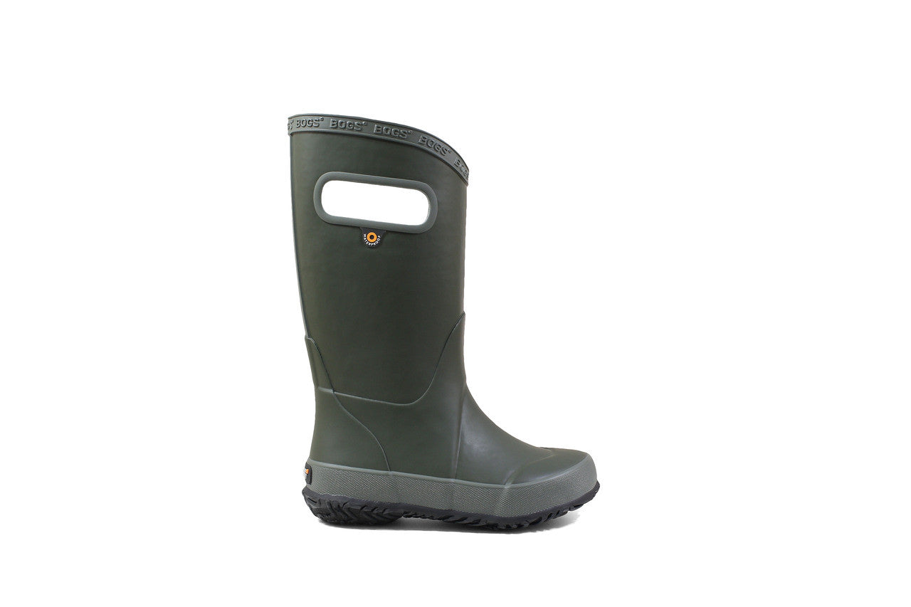 Kids Rain Boots – Waterproof, Lightweight, Easy-On Handles | Bogs #color_dark-green