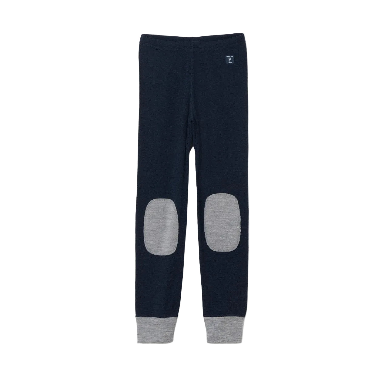 Kids Knee Patch Merino Wool Leggings | Polarn O. Pyret | #color_dark-sapphire