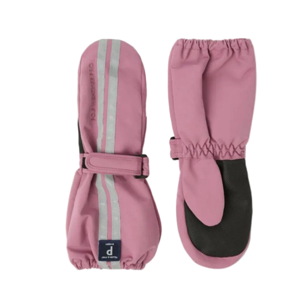 Kids Waterproof Long Cuff Shell Mittens - 2 | Polarn O. Pyret | #color_heather-rose