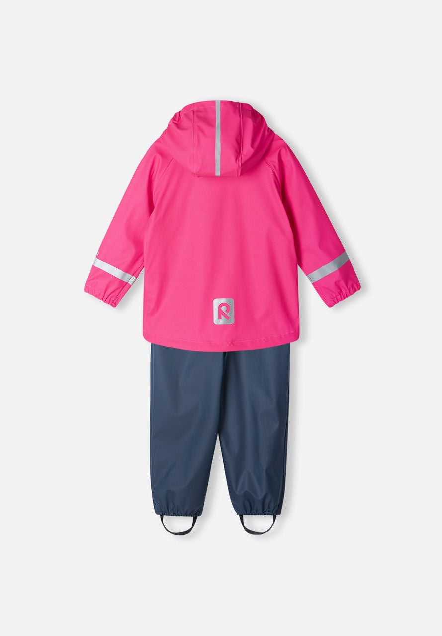 Kids Tihku Unlined Rain Set-Jacket and Bib | Reima #color_candy-pink