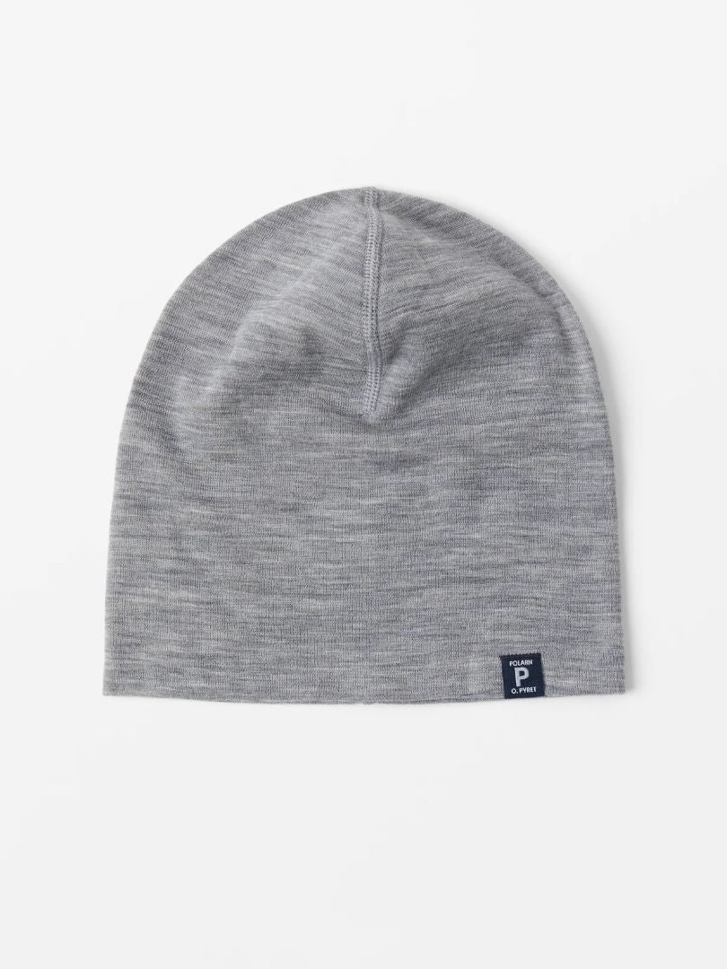 Kids Merino Wool Beanie Hat | Polarn O. Pyret #color_grey-melange