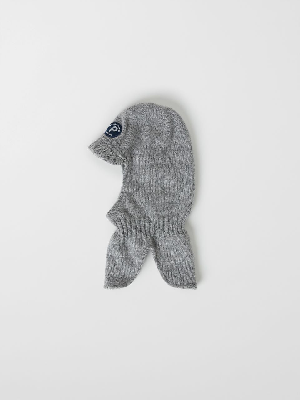 Kids Peaked Brim Wool Balaclava | Polarn O. Pyret #color_grey-melange