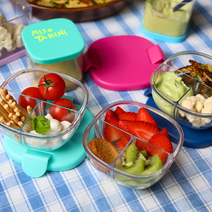 Leakproof Snack Bowl with 3 Compartment - Navy Blue