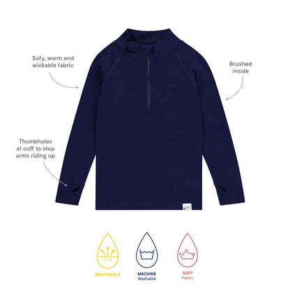 Kids Synthetic Drift Solid Layering Top - Cotton Blend, Breathable, Zippered | Muddy Puddles 