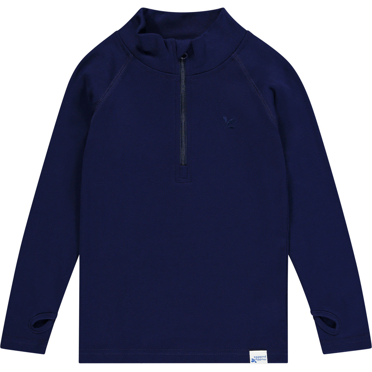 Kids Synthetic Drift Solid Layering Top - Cotton Blend, Breathable, Zippered | Muddy Puddles #color_navy