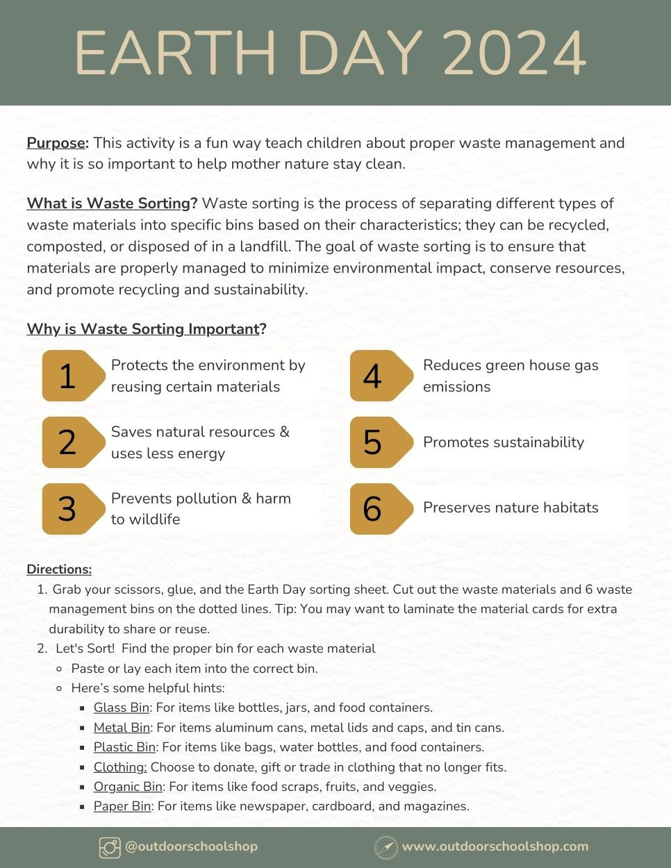 Free Recycling Sorting Activity for Kids