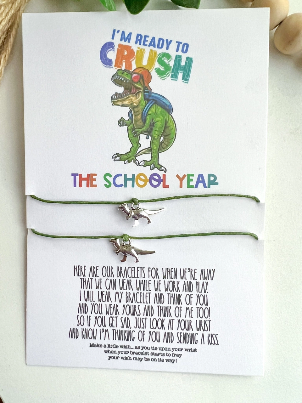 Back to School Think of Me Bracelets- Dino Crush