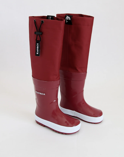 Kids Rain Boots with Above Knee Waders-Merlot 