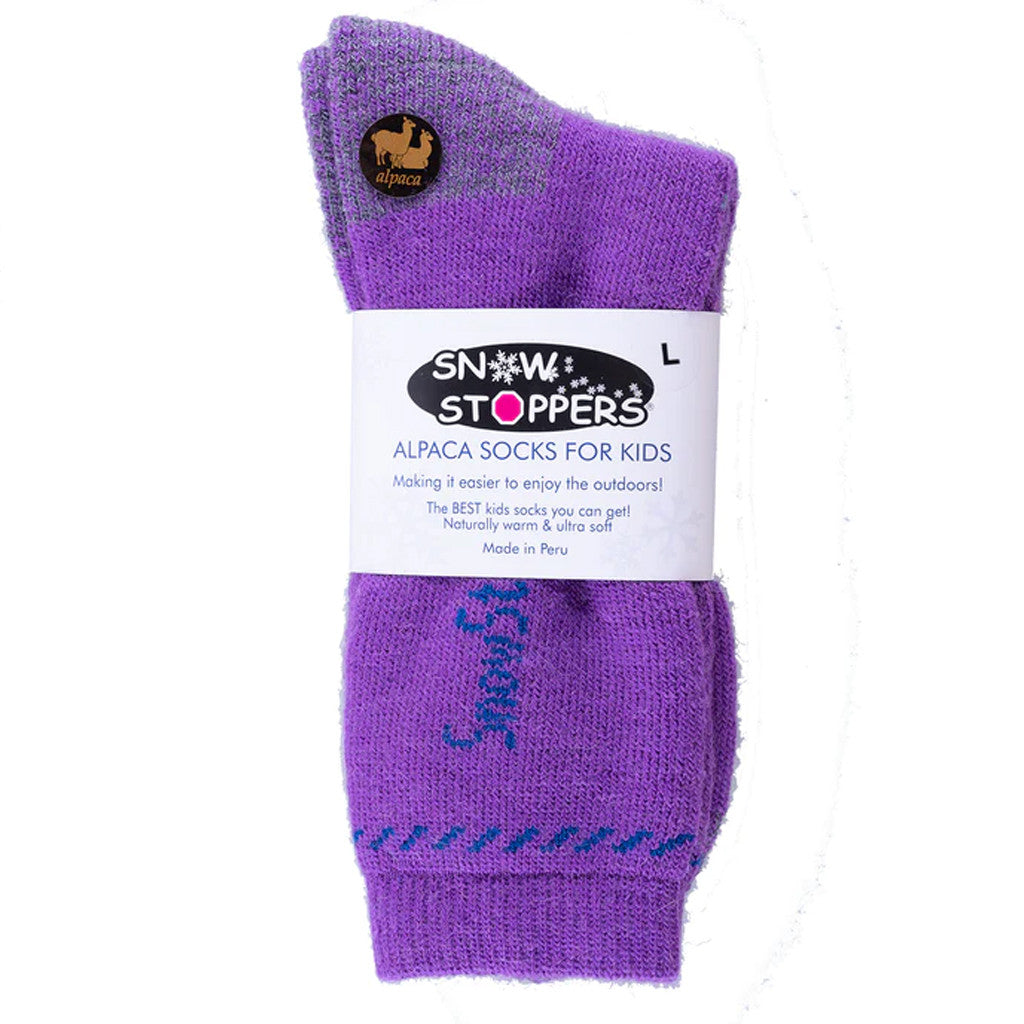 Kids Alpaca Wool Striped Crew Socks - Breathable, Warm | SnowStoppers 