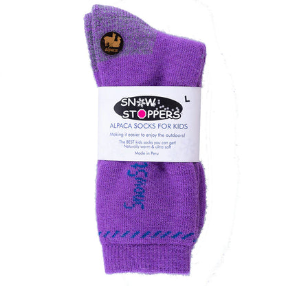 Kids Alpaca Wool Striped Crew Socks - Breathable, Warm | SnowStoppers 