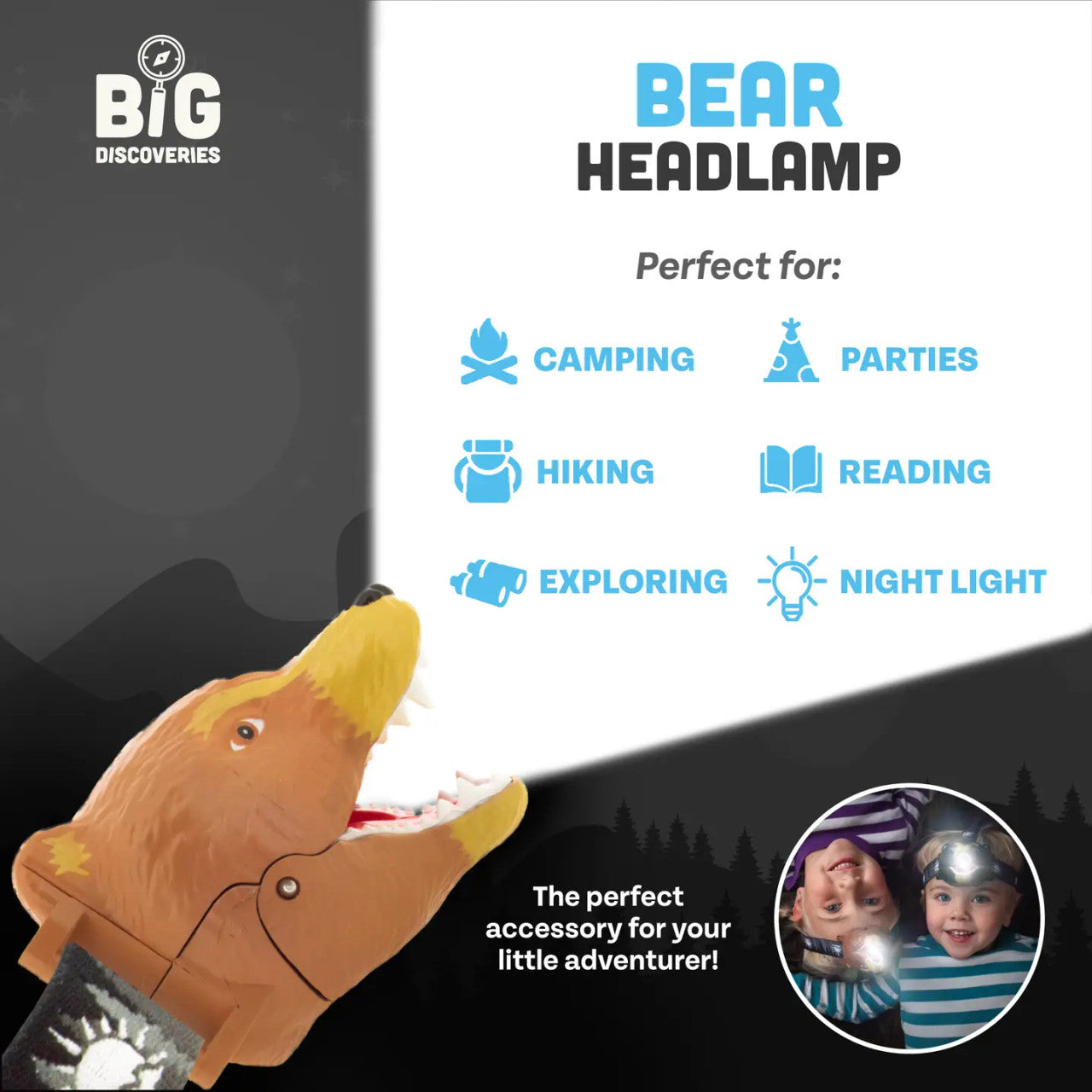Grizzly Bear Headlamp for Kids