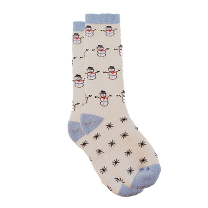 Kids Alpaca Wool Printed Crew Socks - Snowman, Reindeer, Trees | SnowStoppers 