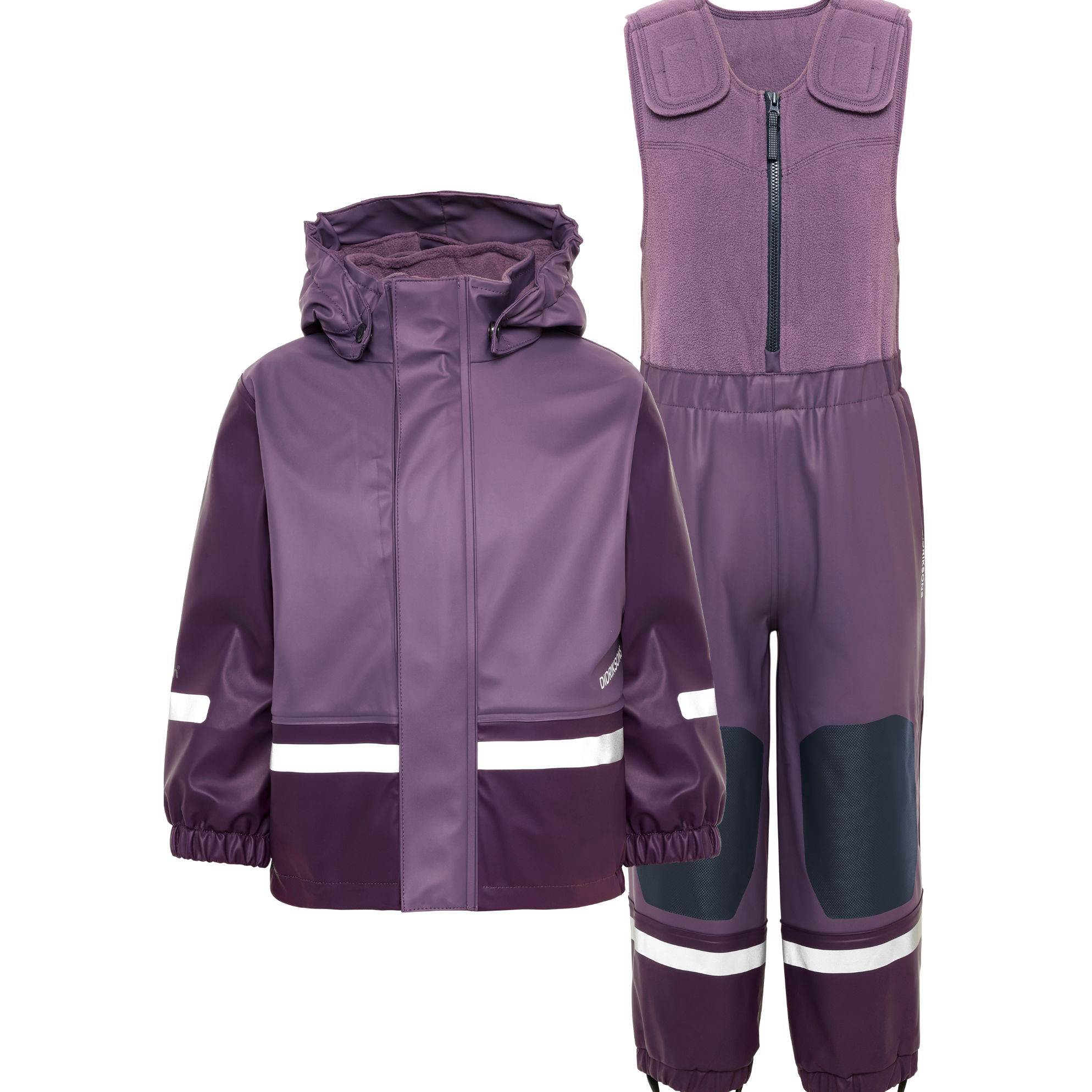Kids Fleece Lined 2-piece Boardman  Rain Set | Didriksons |#color_eggplant