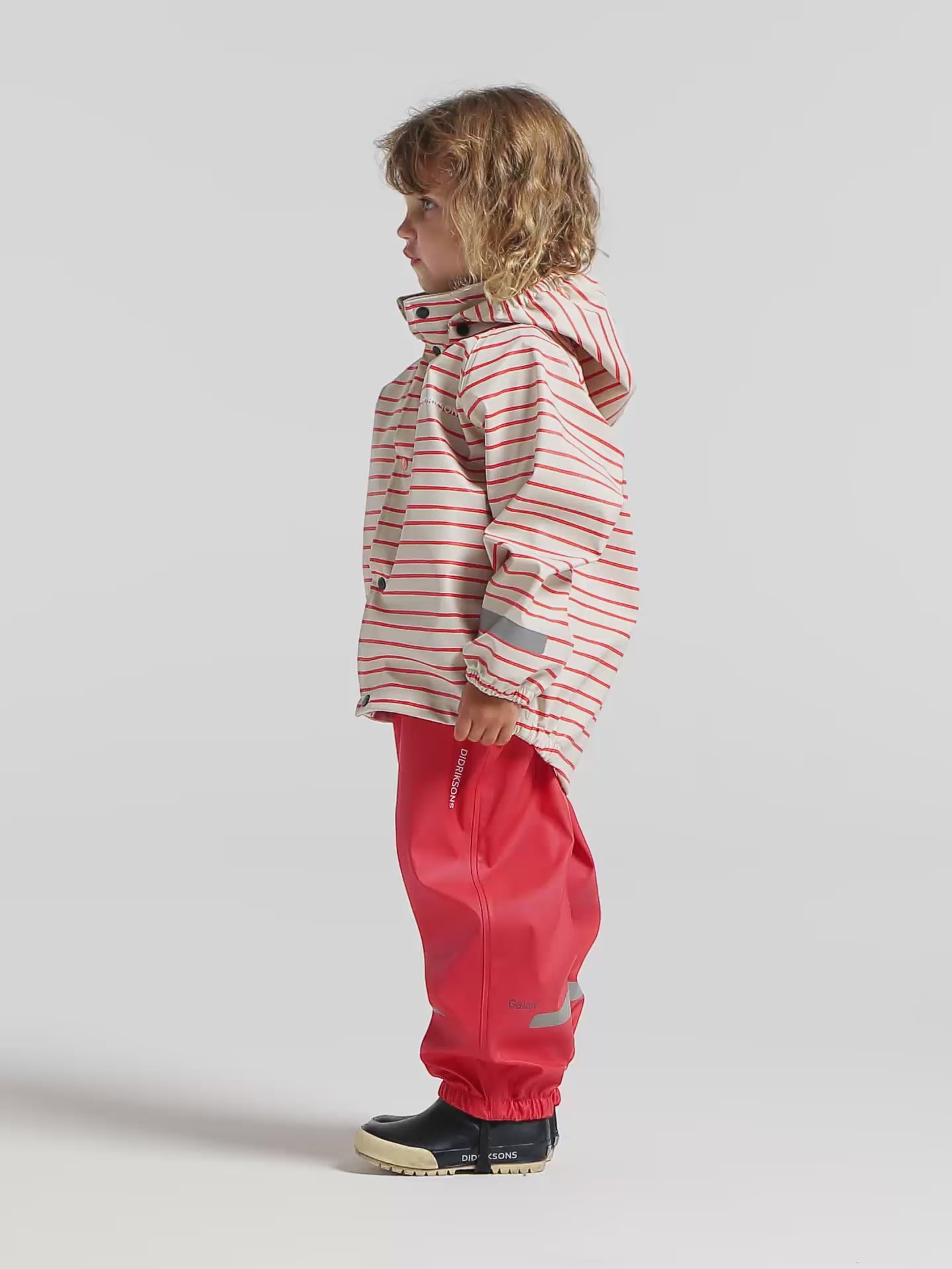 Kids Slaskeman Unlined Striped Rain Set- Snap Button Jacket and Bibs | 